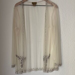 Sheer net Cream jacket with Embroidery size 2XL